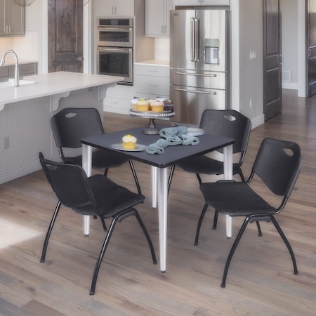 Regency Kahlo Square Table & Chair Sets, 30 W, 30 L, 29 H, Wood, Metal, Plastic Top, Grey TPL3030GYCM47BK